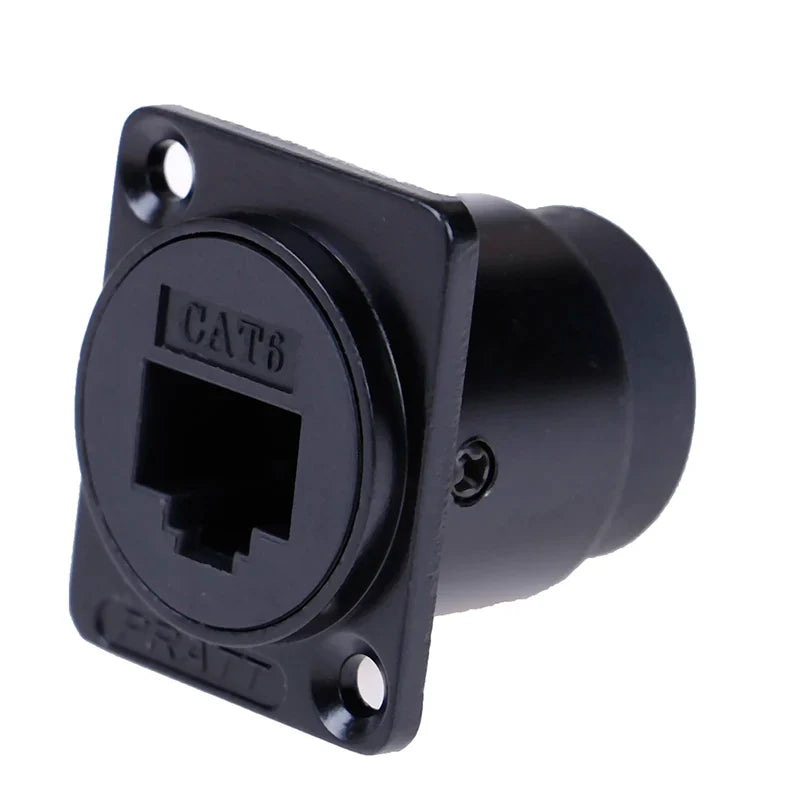 D-Type RJ45 Female Socket Cat6 Panel Mount Ethernet Adapter