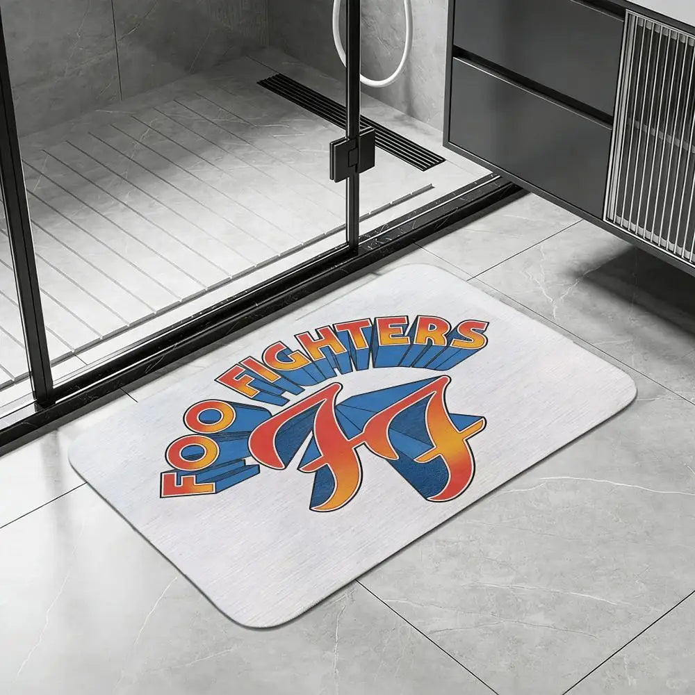 Diatomite Bath Mat – Quick Dry, Anti-Slip Rock Band Design