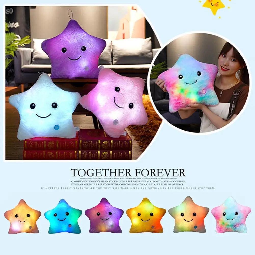 LED Glowing Star Plush Pillow – Light-Up Cushion Toy for Kids