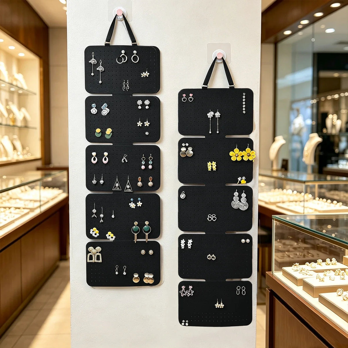 Black 5-piece Hanging Earring Storage Bag Foldable Jewelry Display