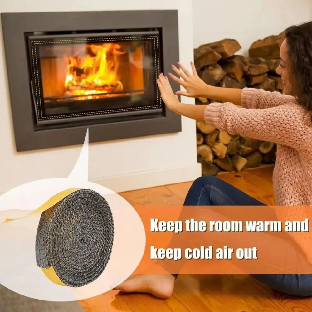 Self Adhesive Fireplace Seal Rope Fiberglass Heat Resistant Door
