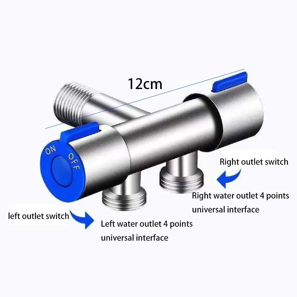 Dual Handle Stainless Steel Wall Mount Faucet & Triangle Valve