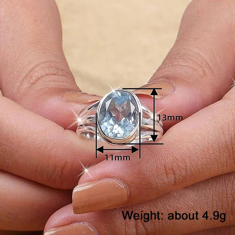 Huitan Blue CZ Ring – Elegant Women's Fashion Band