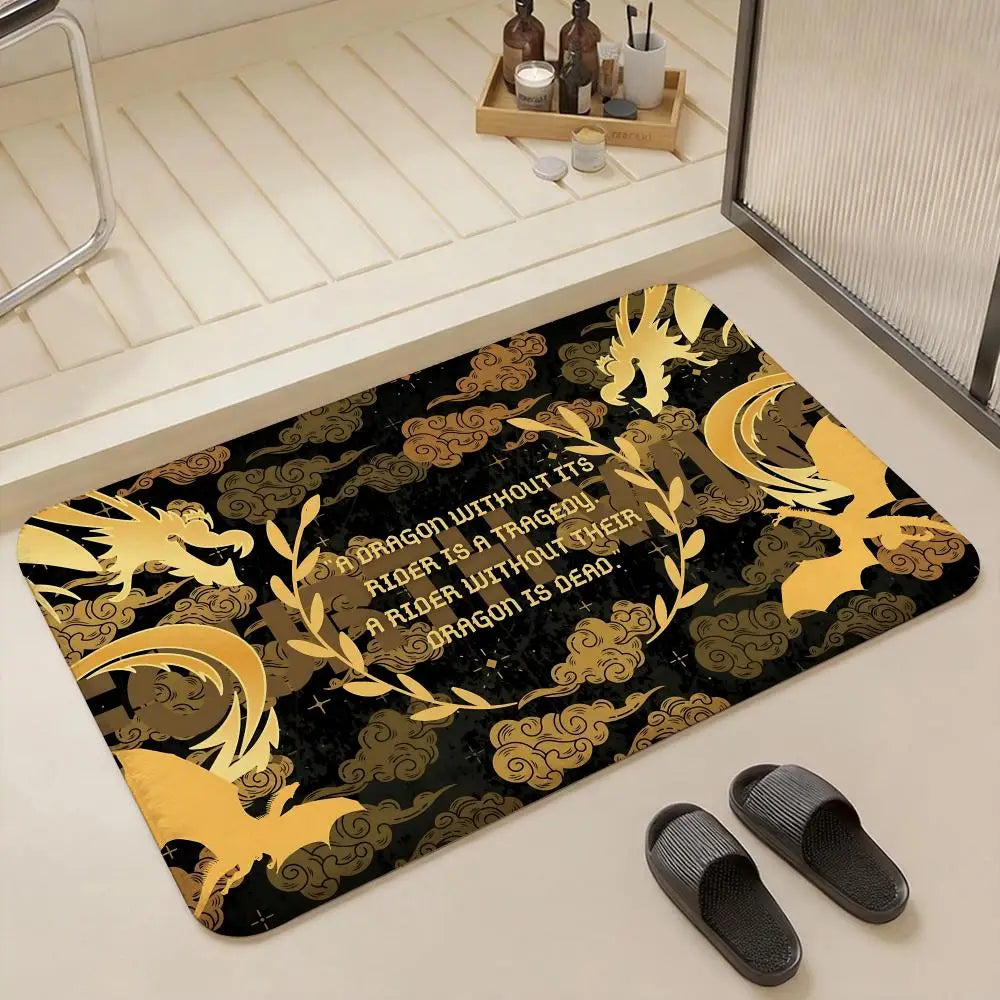 Fourth Wing Fantasy Flannel Floor Mat – Non-Slip Indoor Rug
