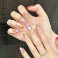 Handmade Cat's Eye Press-On Nails | Rainbow Gradient Almond Tips
