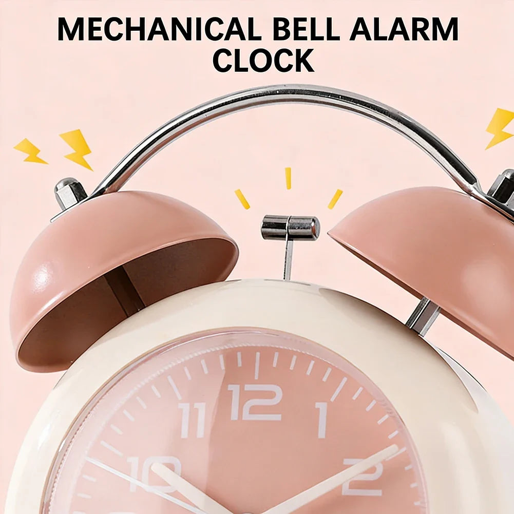 Retro Twin-Bell Alarm Clock – Silent, Loud & Night Light