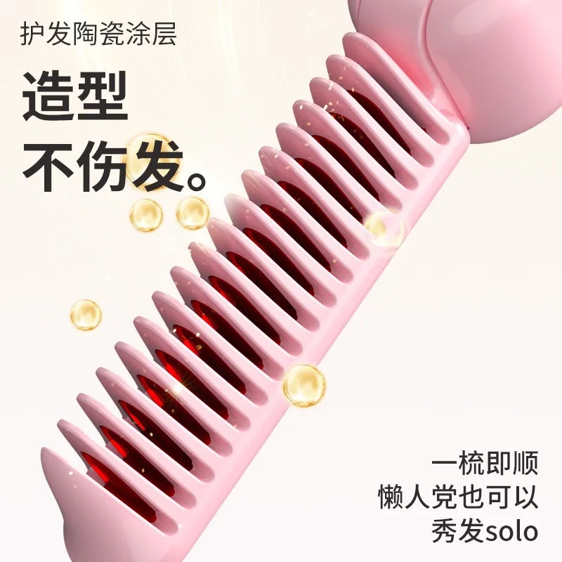Cordless Folding Hair Straightener & Curler Comb | Wireless