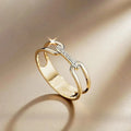 Huitan Chain-Link CZ Ring for Women | Chic Fashion Jewelry
