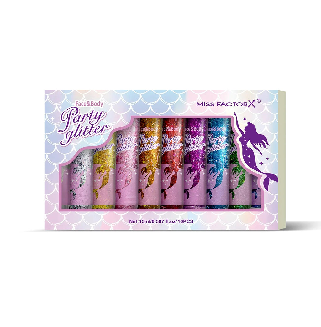 10-Piece Face & Body Glitter Gel Set – Festival Carnival Makeup