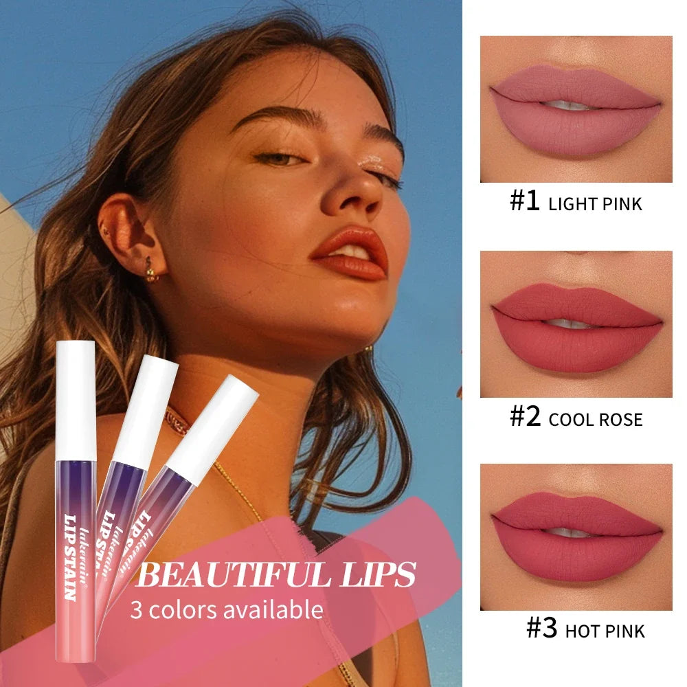 Lakerain Waterproof Peel-Off Matte Lip Stain Tint – 3 Shades