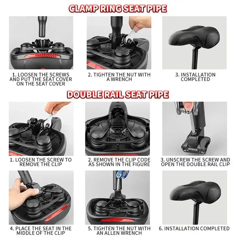 Dual Shock-absorbing Ball Memory Foam Waterproof Wide Bike Saddle