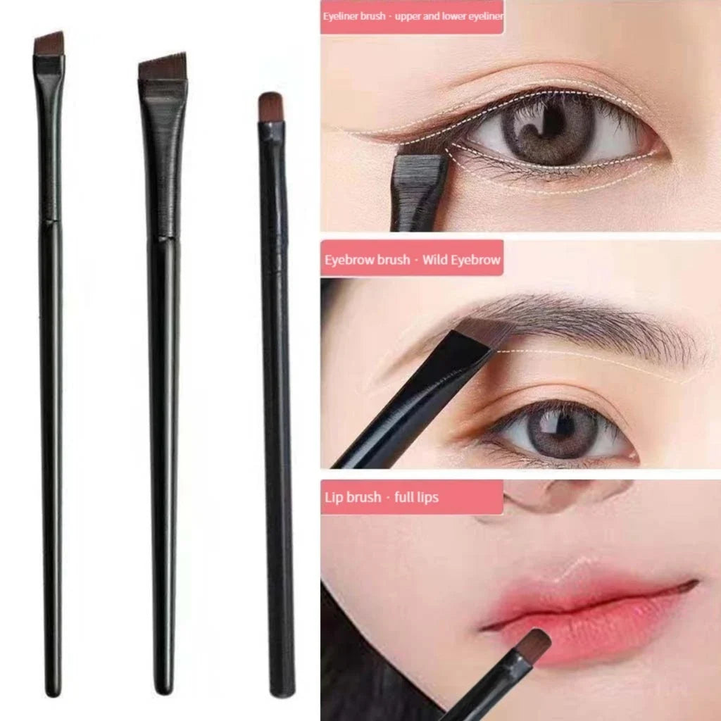 3-Piece Soft Eyeliner, Eyebrow & Contour Makeup Brush Set