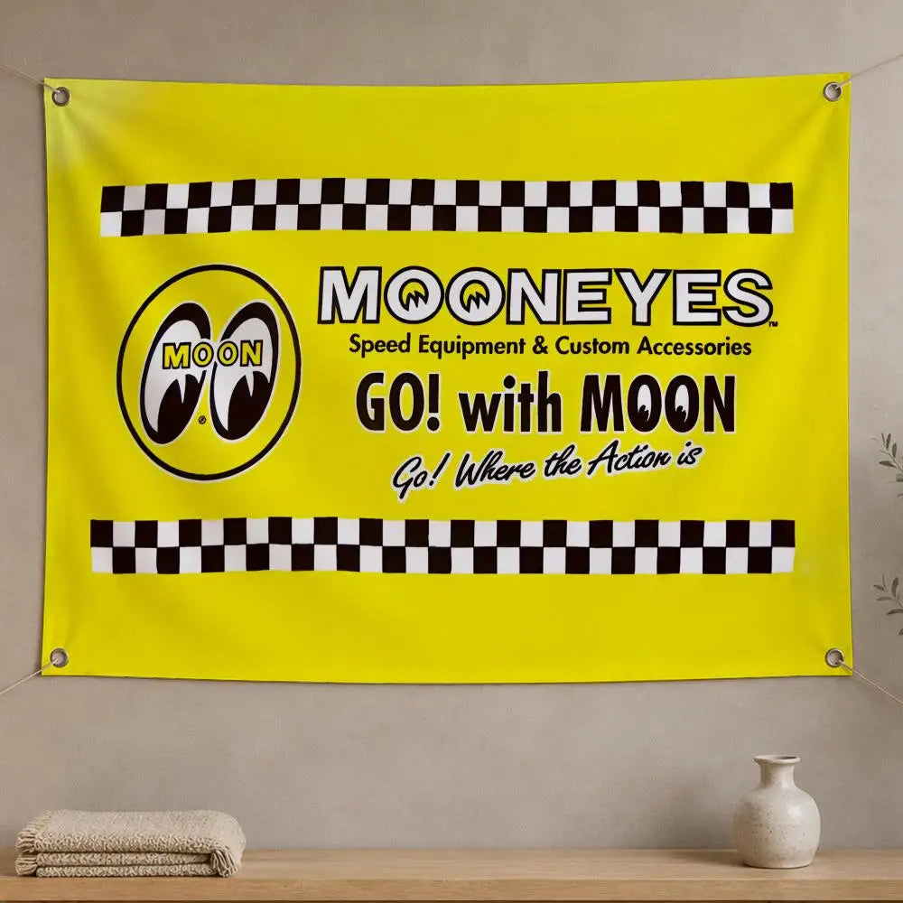 MOONEYES Wall Hanging Flag Banner – Indoor & Outdoor Decor