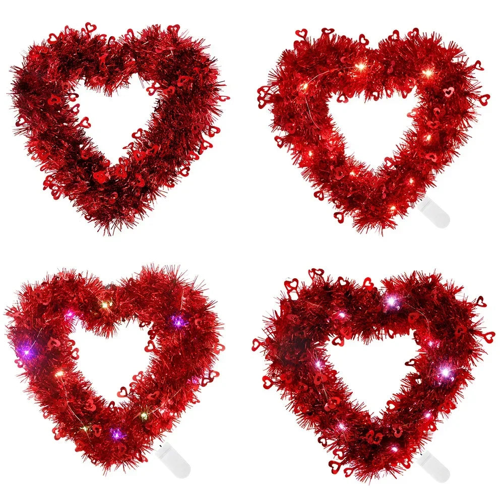 Romantic Luminous Heart Garland Valentines Day Decoration Glowing