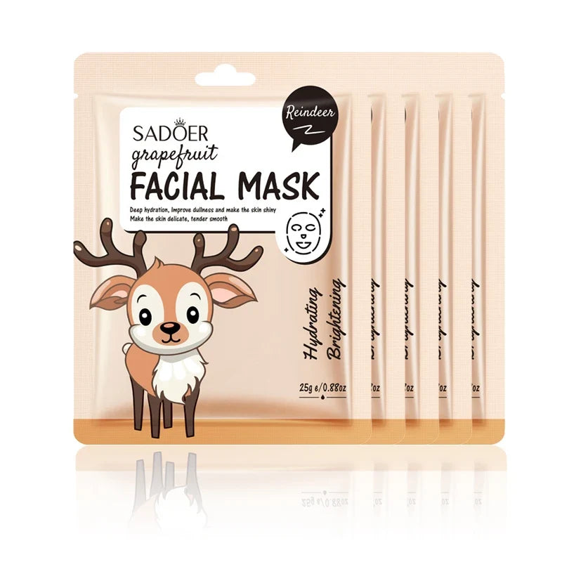 SADOER Fruit Face Mask 5-Pack – Hydrating & Anti-Wrinkle
