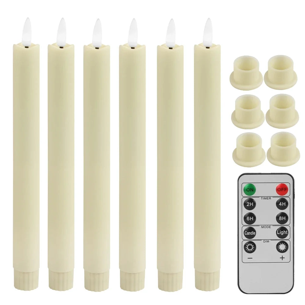 6 12 Flameless Taper Candles Battery Operated Flickering Window