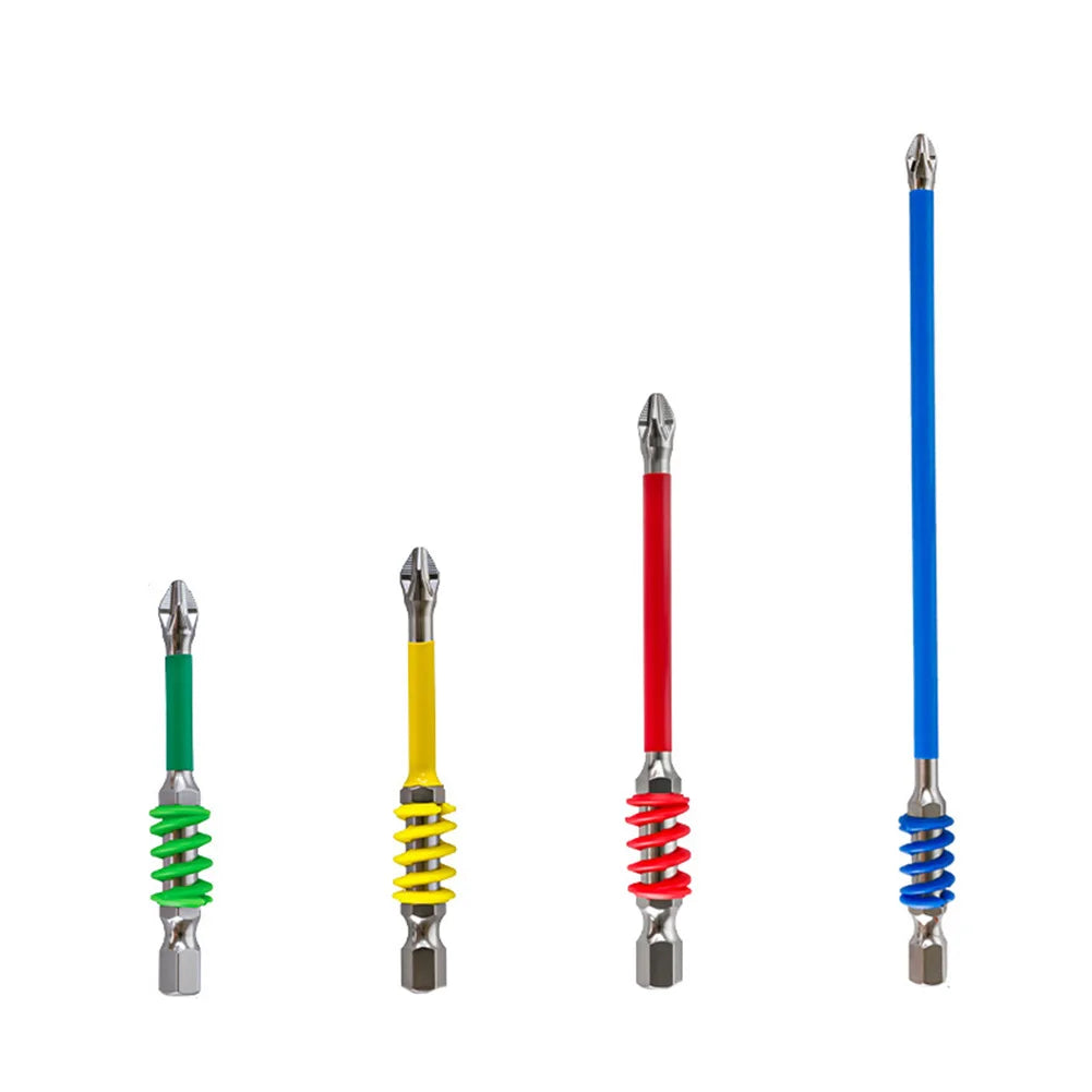 4-Piece PH2 Spring-Loaded Screwdriver Bit Set – Non-Slip Carbide