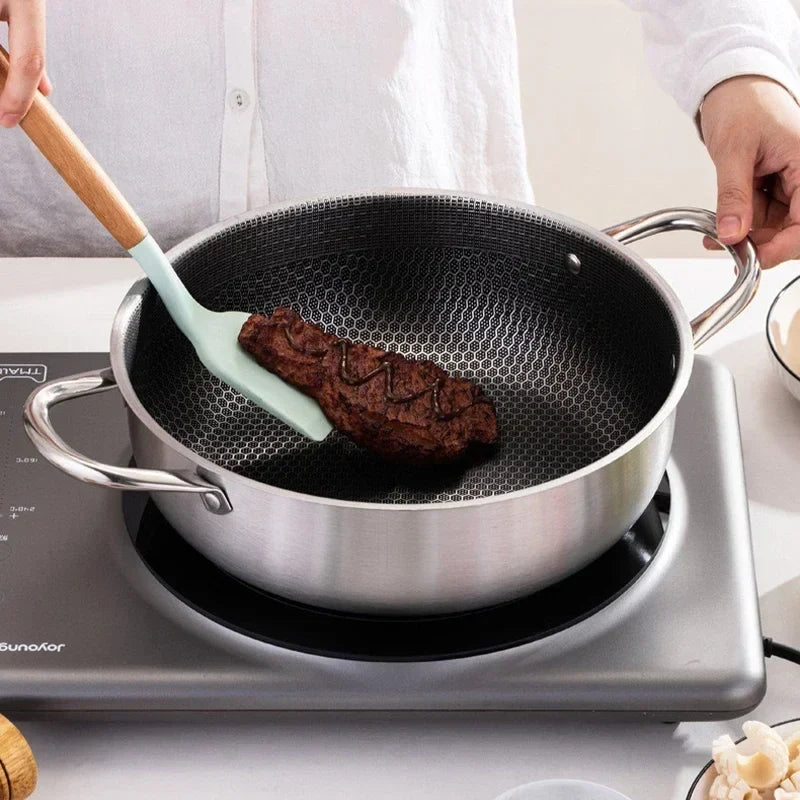 CHANSUNRUN 28cm Honeycomb Nonstick Stainless Steel Frying Pan