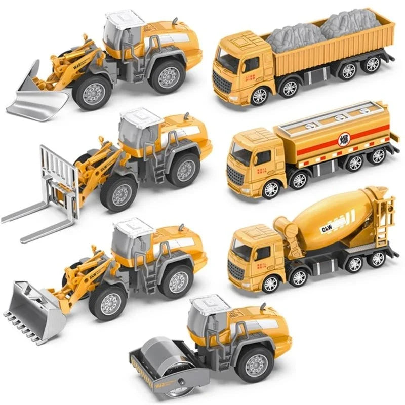1:55 Diecast Construction Vehicle Set – Forklift, Bulldozer & Mixer