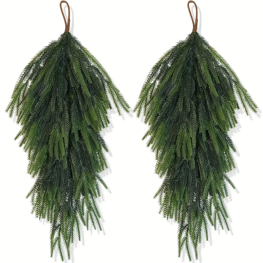 Artificial Pine Teardrop Wreath – Outdoor Christmas Door Décor