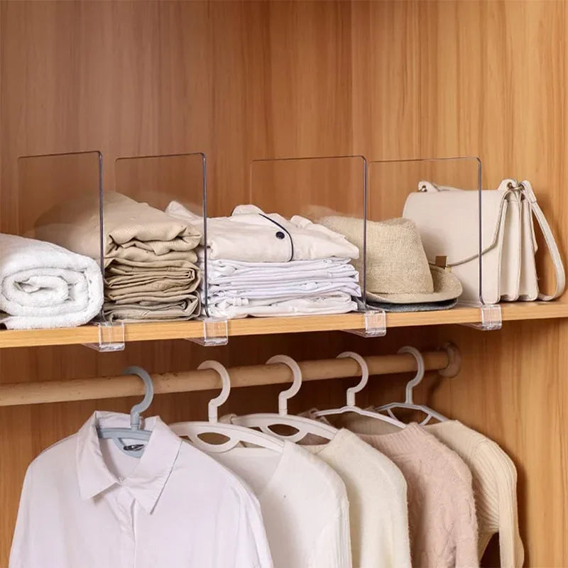 8 6 4 Transparent Closet Shelf Wardrobe Organizer Cloth Divider