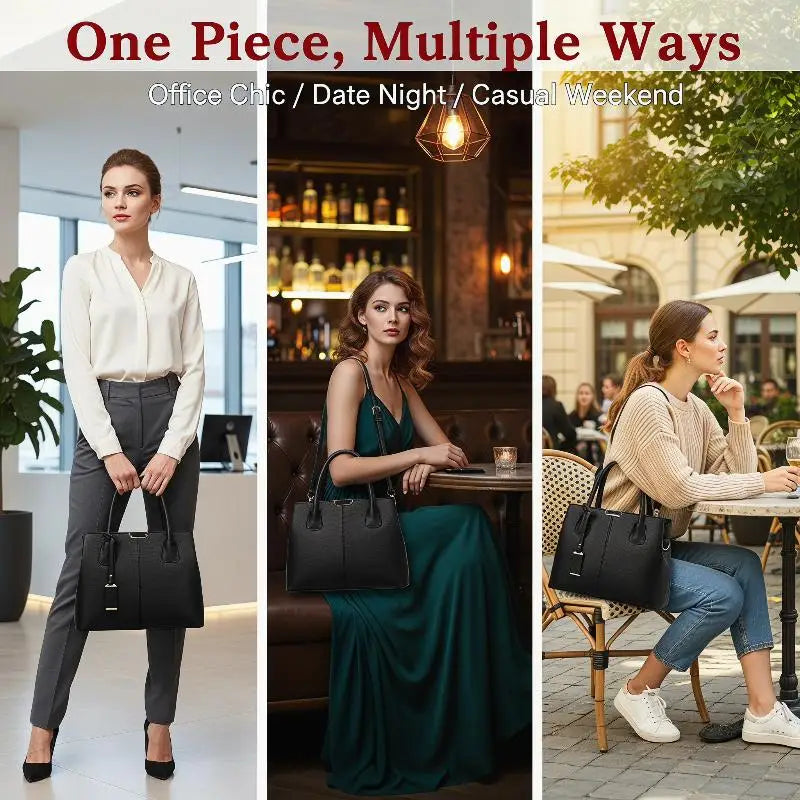 JETTING Women's PU Leather Tote Shoulder & Crossbody Bag