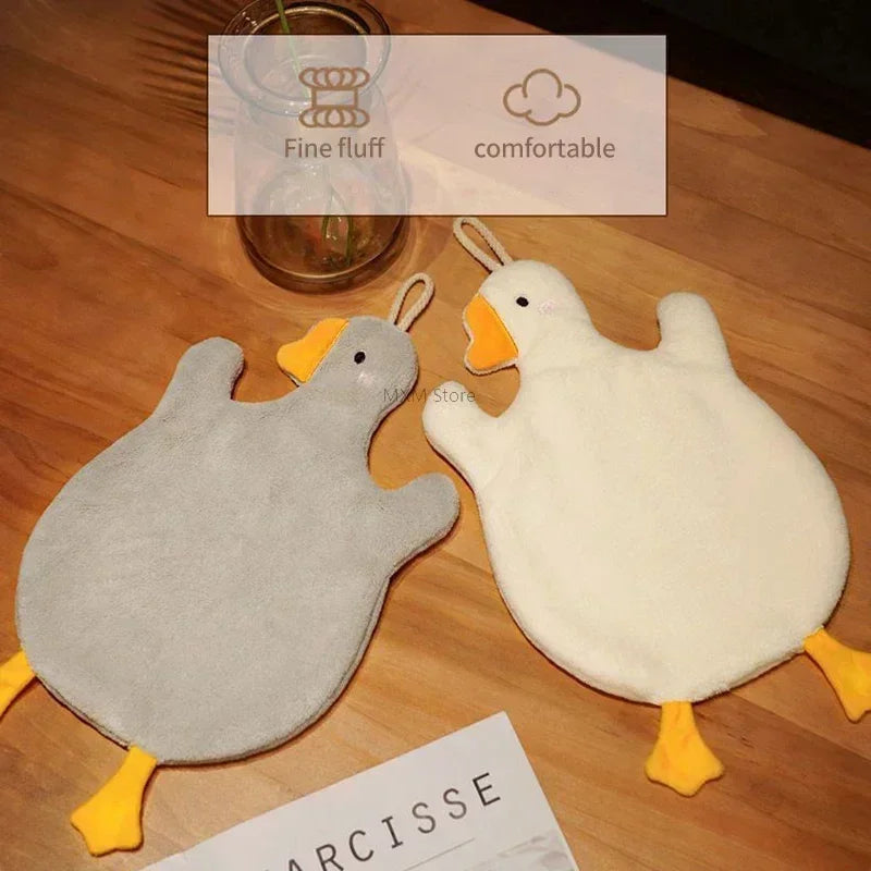 Goose Coral Fleece Hand Towel – Quick-Dry Hanging Towel