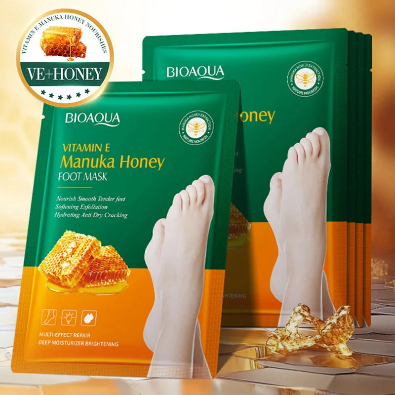 BIOAQUA Honey Exfoliating Foot Mask – 10 Pairs Dead Skin Remover