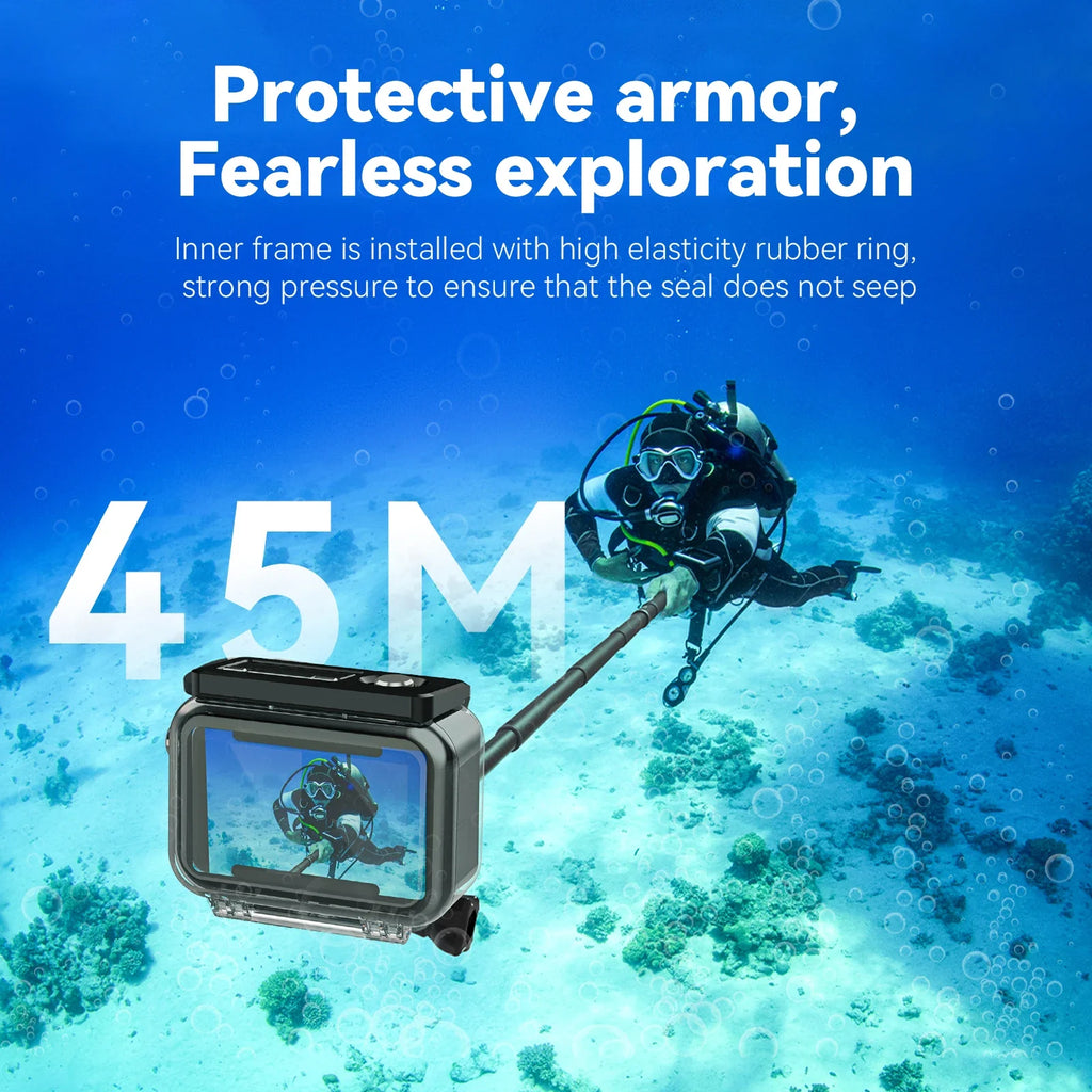 TELESIN 45M Waterproof Case DJI OSMO Action 3 4 5 Camera Accessories