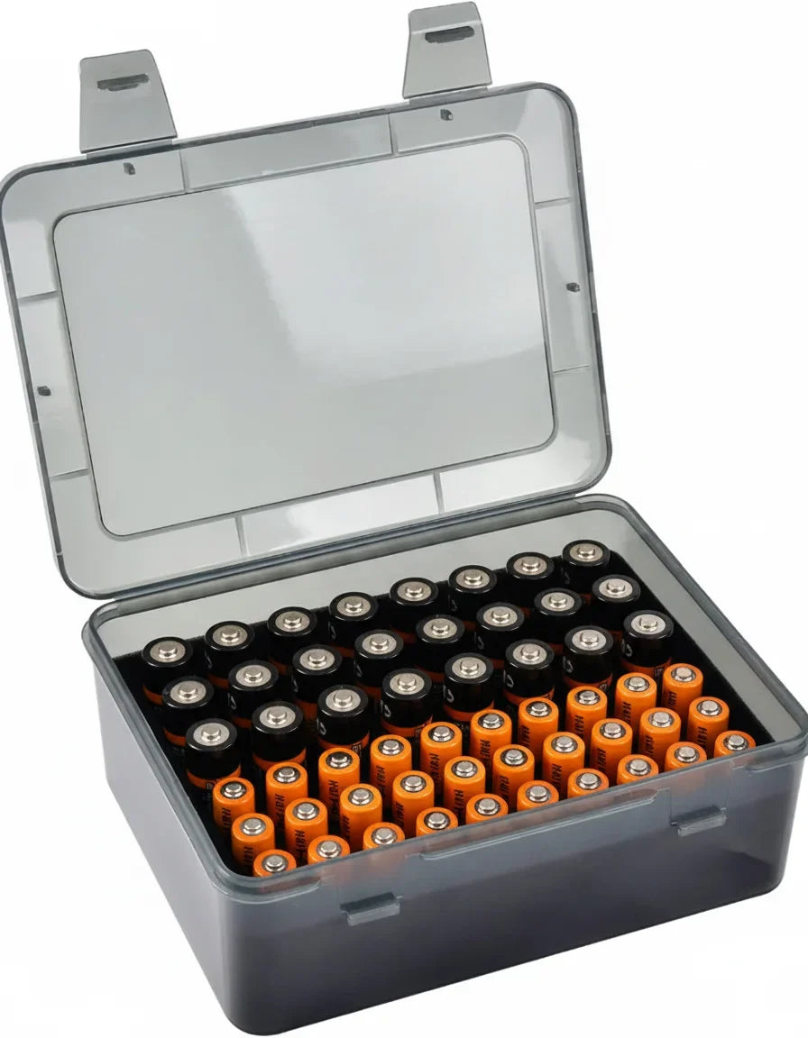 Battery Organizer Storage Case – Holds 54 AA & AAA Batteries