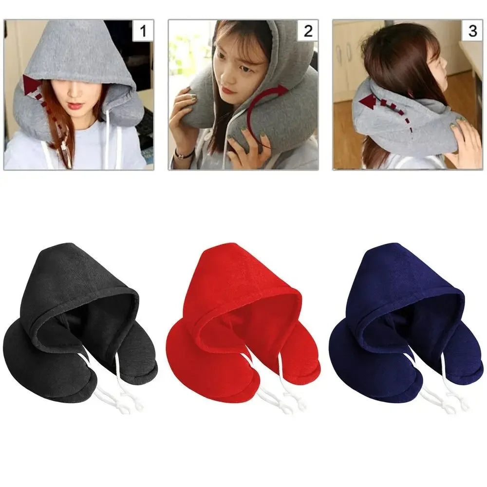 U-Shaped Hooded Travel Neck Pillow – Portable & Versatile