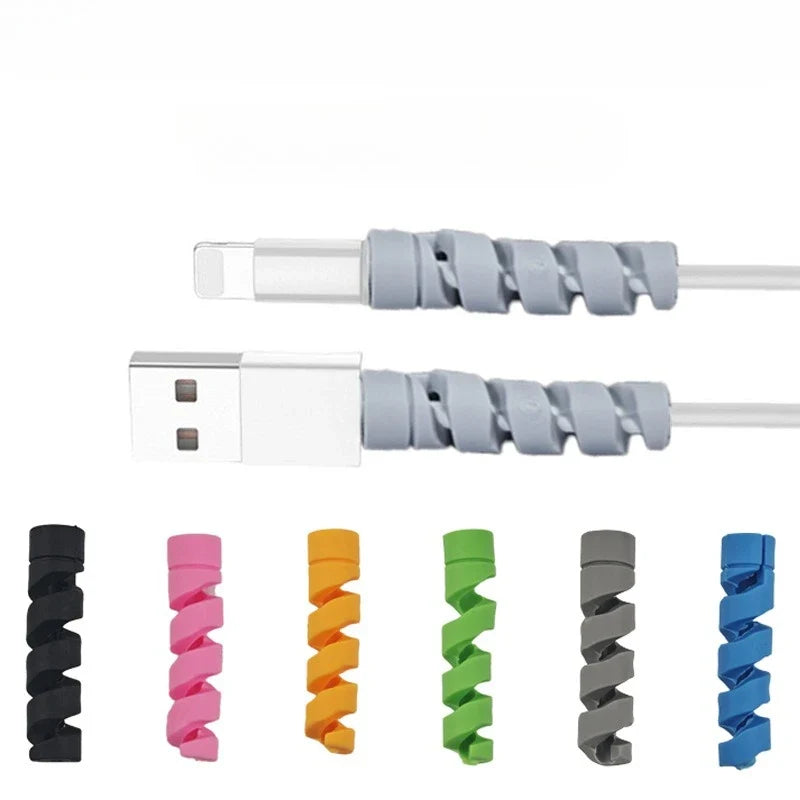 5-Pack Spiral Silicone Cable Protector & Wire Saver Clips