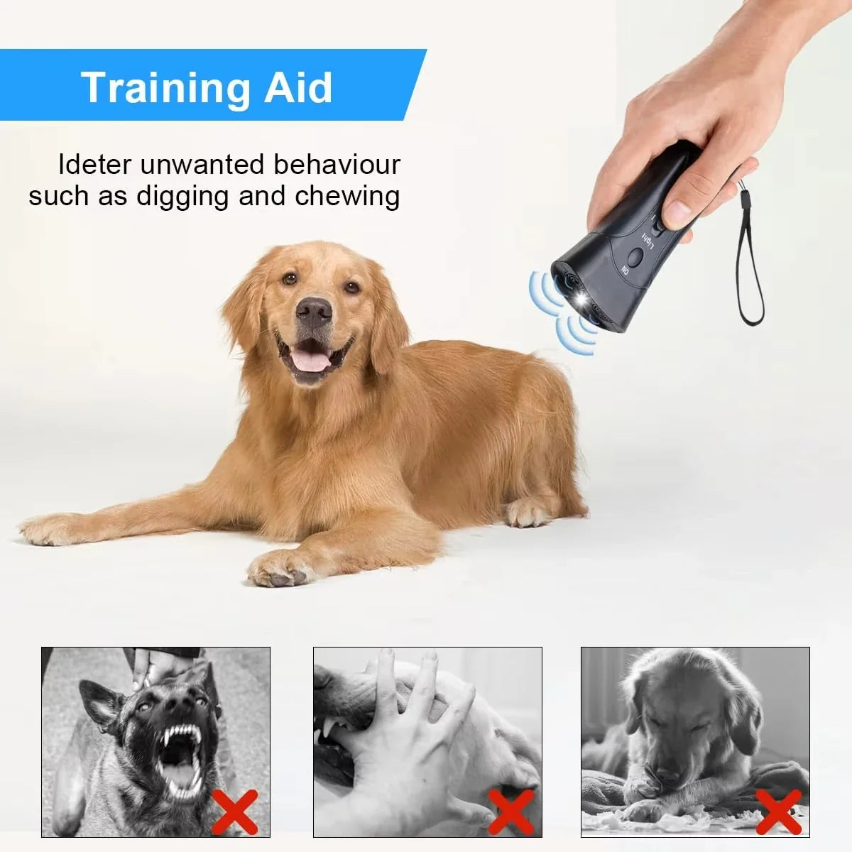 Ultrasonic Dog Bark Deterrent Trainer with LED Light