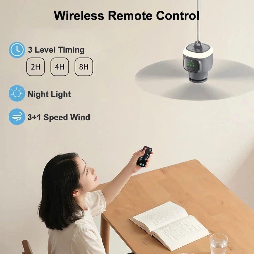 12000mAh Portable Camping Ceiling Fan | Remote & LED Light