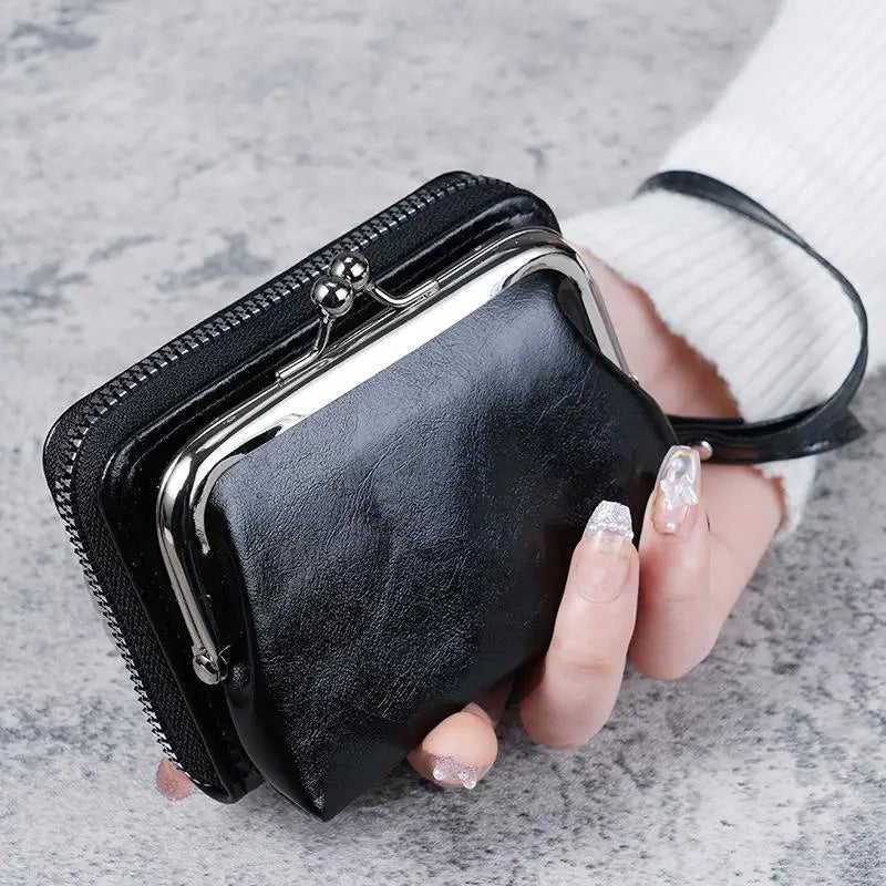 Women's PU Leather Wristlet Coin Purse | Dual Compartment Mini Wallet