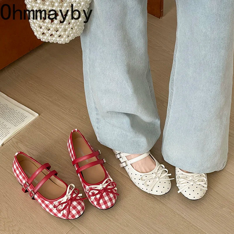 Women's Plaid Mary Jane Platform Pumps | Butterfly-Knot