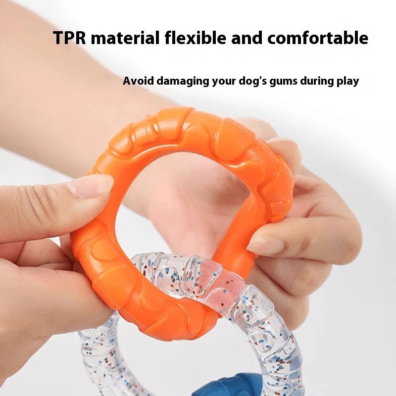 Dog Toys Pull Rings Tough Bite Cleaning Teeth Grinding Relieving
