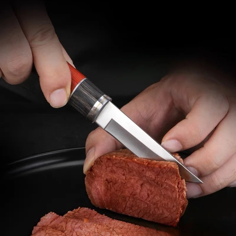 Stainless Steel Paring Knife – Wood Handle Fruit & Meat Knife