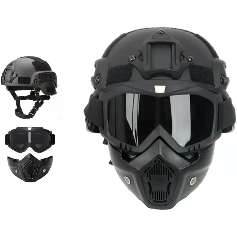 Tactical Full Face Helmet ABS w/ Goggles & NVG Bracket | Airsoft