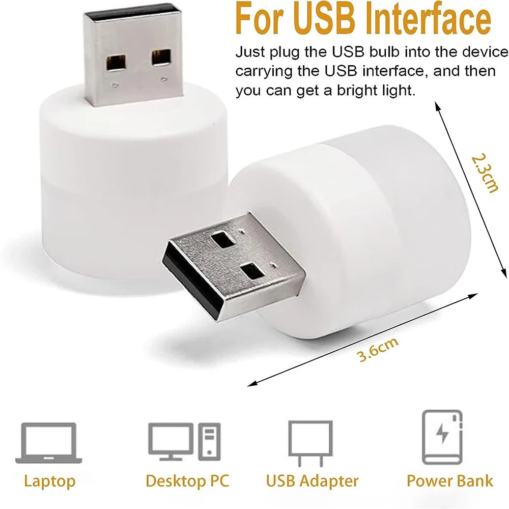 Mini USB LED Night Light – Warm White Eye Protection Lamp