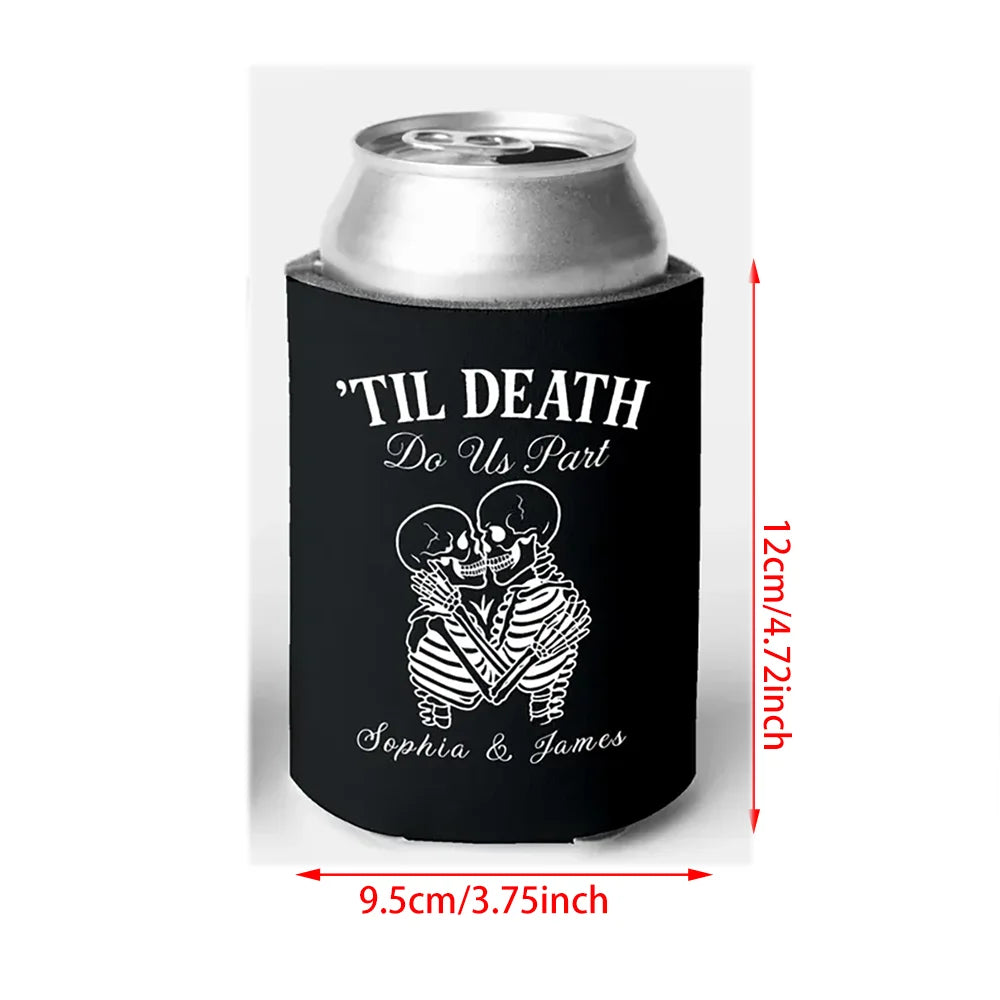 Custom Gothic Bachelorette Can Cooler – Til Death Do Us Part