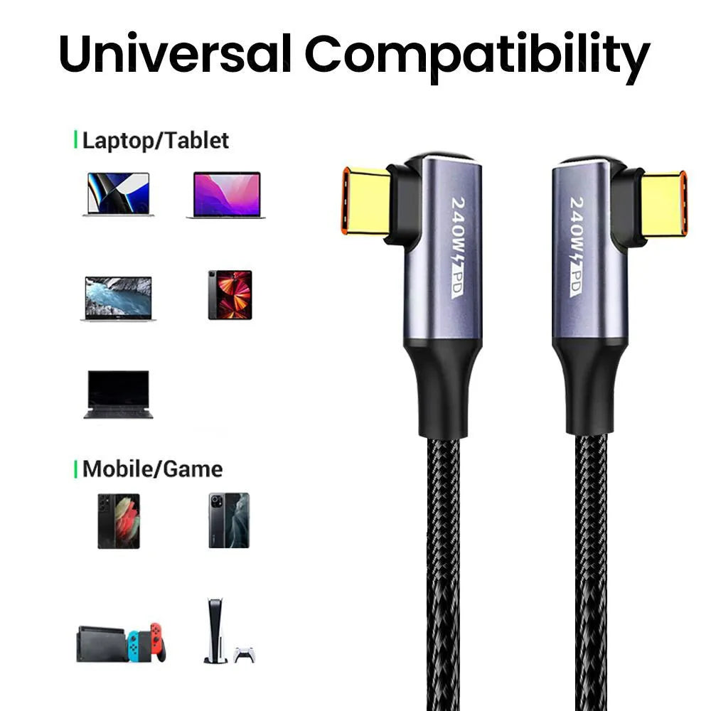 240W USB-C to USB-C Fast Charging Nylon Cable – PD QC 4.0