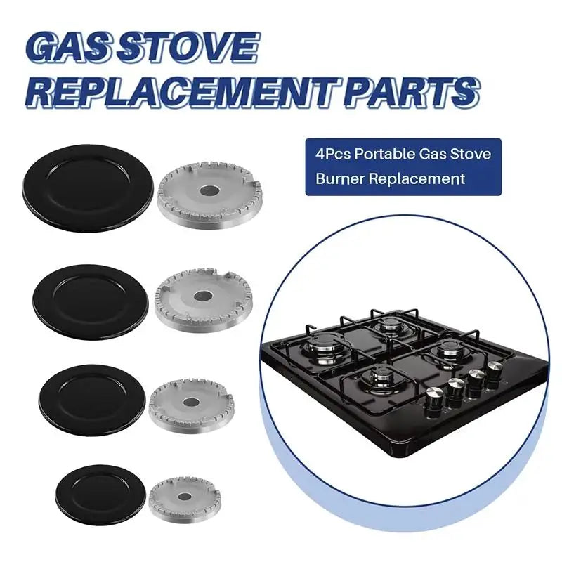 Durable 4 Gas Stove Burner Caps Upgraded Oven Hob Crown