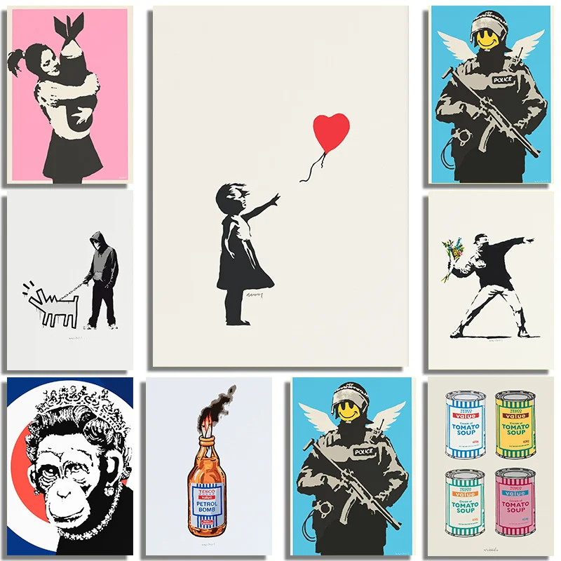 Banksy Graffiti Canvas Print | Anti-War Street Art Wall Poster
