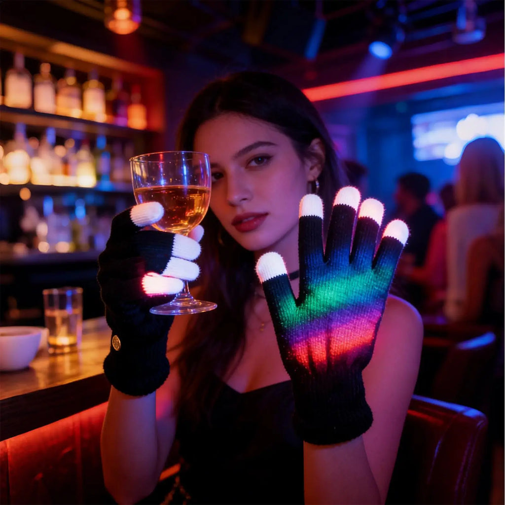 LED Light-Up Party Gloves – Colorful Flashing Half-Finger