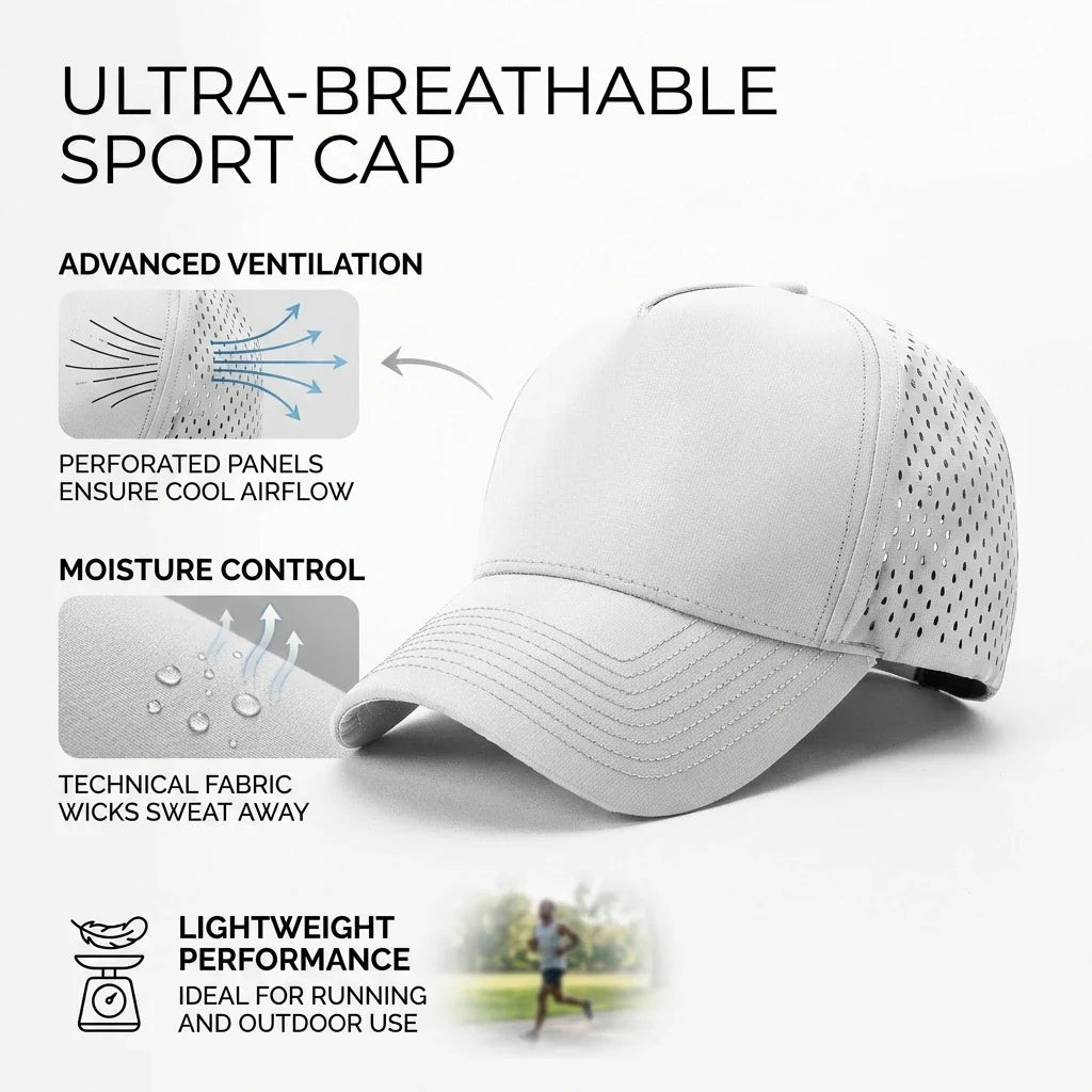 Breathable UPF Sports Cap | Laser Perforated Quick-Dry Hat