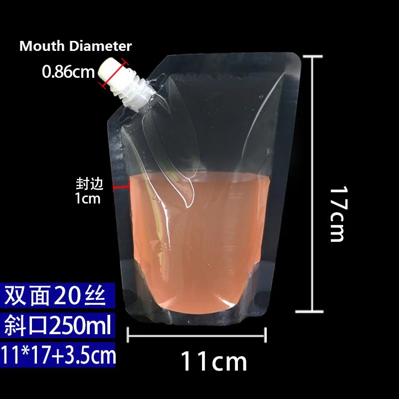 Clear Plastic Flasks Reusable Drink Bags Leak-proof Trave Outdoor