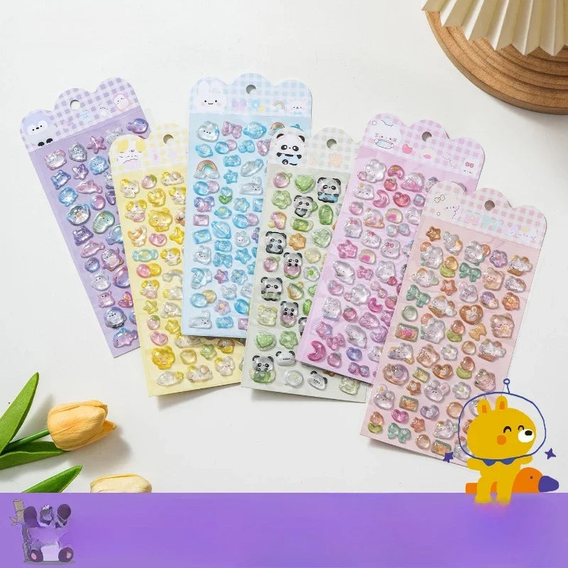 3D Relief Cartoon Crystal Stickers – Phone, Journal & Anime Decor