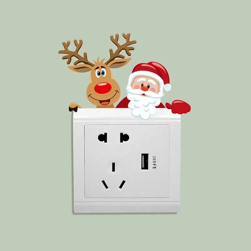 Christmas Wall Switch Stickers – Removable Festive PVC Decals