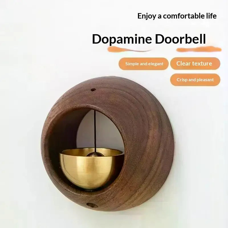 Black Walnut Wood Magnetic Entry Doorbell – Round Bell Chime